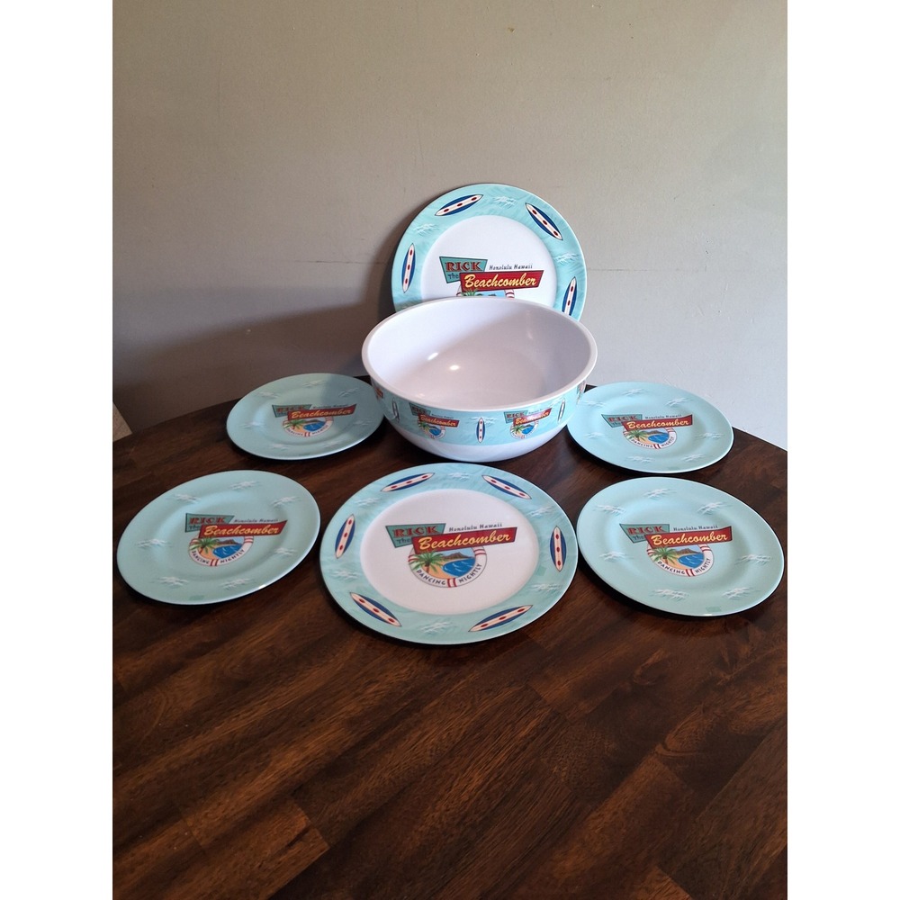 Vintage Sakura Evolution Rick the Beachcomber Melamine 7pc Set VGVC